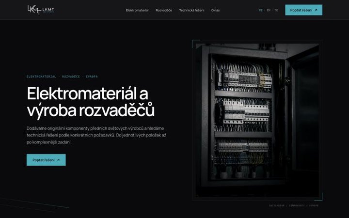Náhled úvodní obrazovky webu LKMT Solutions
