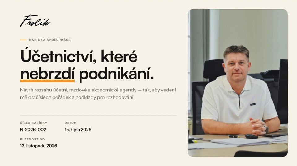 Ukázka nabídky z aplikace pro Účetní a ekonomický servis